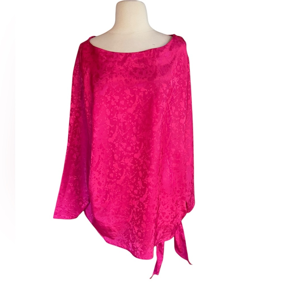 1980s Rhoda Lee Embossed Left Side Tie Blouse